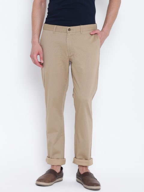 

Blackberrys Men Beige Slim Fit Printed Regular Trousers