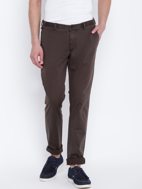 

Blackberrys Men Coffee Brown Regular Fit Solid Regular Trousers