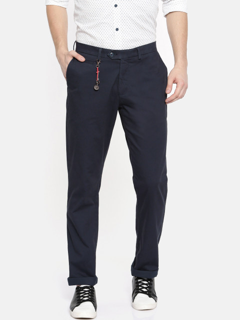 

Blackberrys Men Navy Blue Regular Fit Solid Trousers