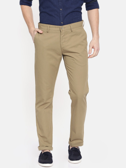 

Blackberrys Men Khaki Brown Slim Fit Solid Chinos
