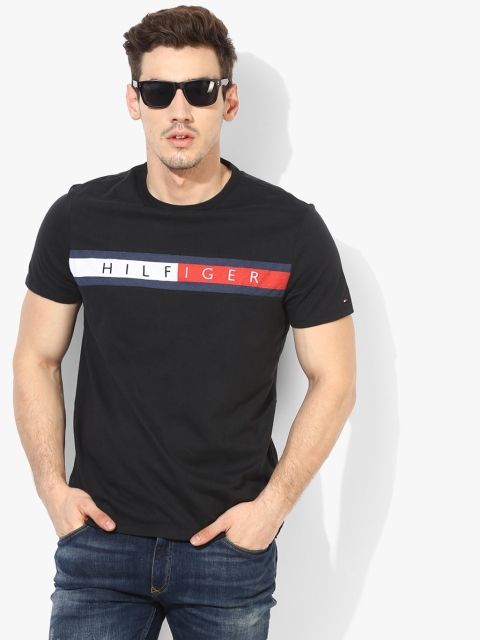 

Tommy Hilfiger Men Black Printed Round Neck T-shirt