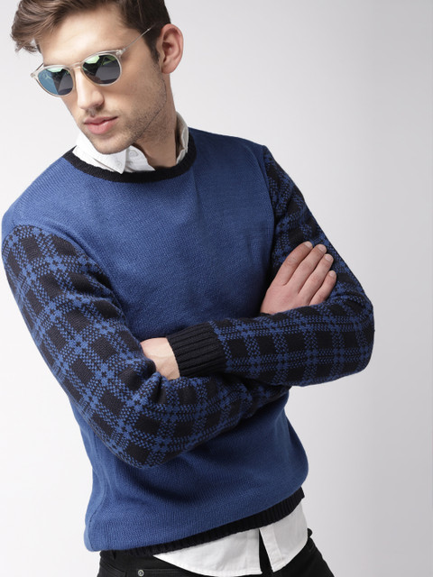 

Harvard Men Blue Solid Pullover