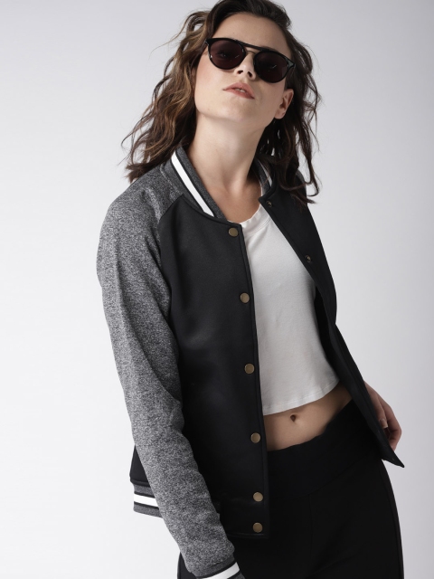 

Harvard Women Black Solid Bomber