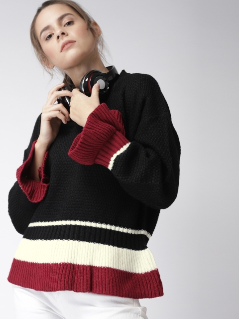

Harvard Women Black Striped Pullover