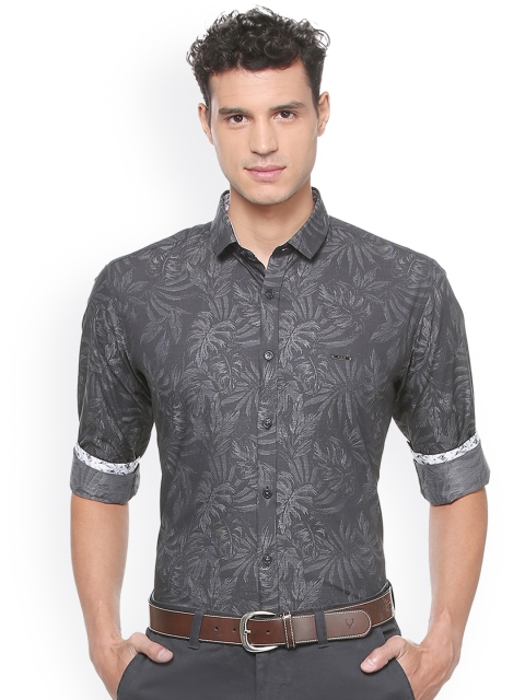 

V Dot Men Grey Slim Fit Printed Casual Shirt