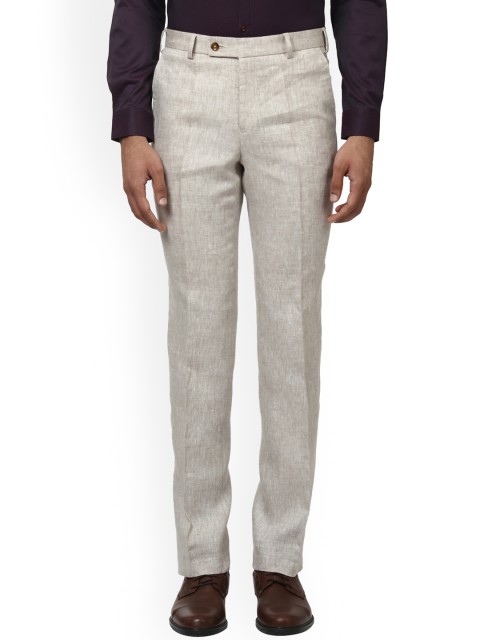 

Park Avenue Men Beige Slim Fit Solid Formal Trousers