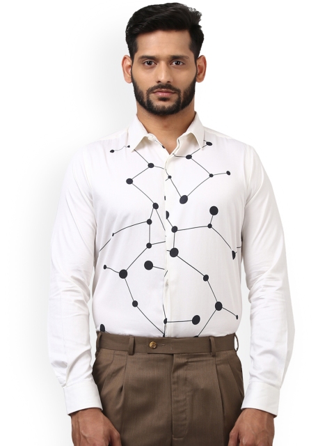 

Park Avenue Men White Slim Fit Printed Semiformal Shirt