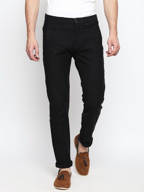 

Rex Straut Jeans Men Black Tailored Slim Fit Solid Chinos