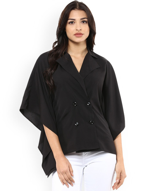 

MABISH Woman Black Slim Fit Solid Single-Breasted Casual Blazer
