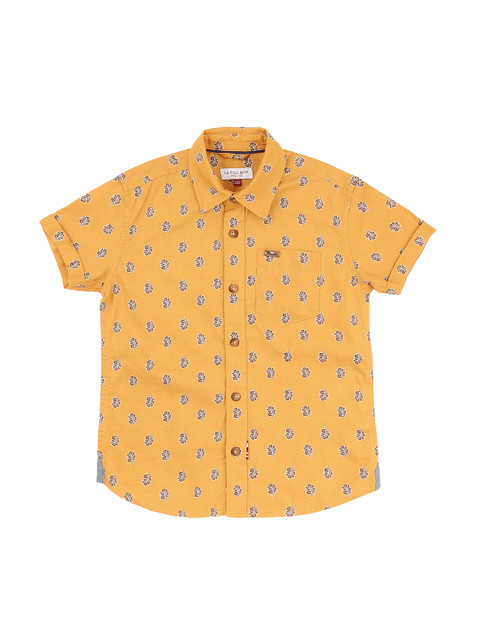 

U.S. Polo Assn. Kids Boys Yellow Regular Fit Printed Casual Shirt