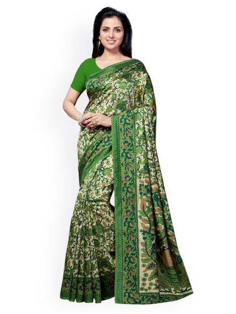

Ishin Green Printed Poly Silk Saree