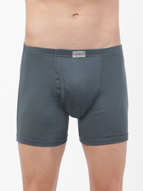 

Jockey Men Grey Solid Boxer-Style Brief 8008-0110
