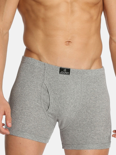 

Jockey Men Grey Melange Solid Pure Cotton Boxer-Style Briefs 8008-0110