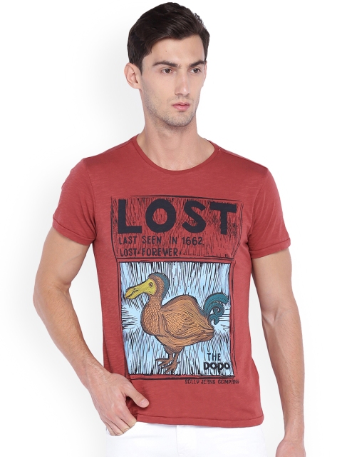 

Solly Jeans Co. Men Maroon Printed Round Neck T-shirt