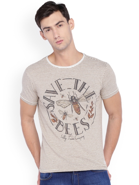 

Solly Jeans Co. Men Brown Striped Round Neck T-shirt