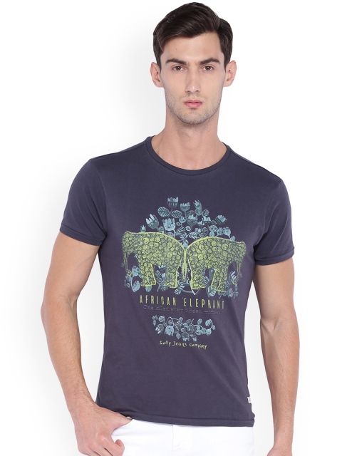 

Solly Jeans Co. Men Blue Printed Round Neck T-shirt