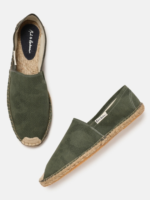 

Mast & Harbour Men Olive Green Printed Espadrilles