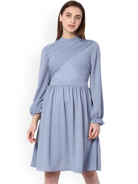 

Van Heusen Woman Blue Solid Fit and Flare Dress