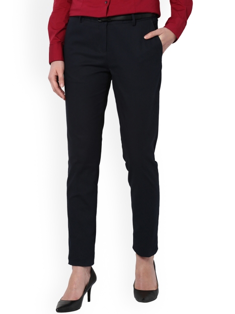 

Van Heusen Woman Navy Blue Slim Fit Solid Formal Trousers