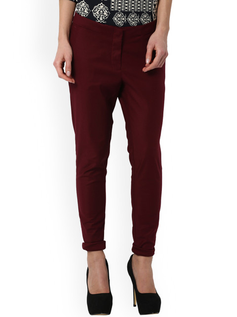 

Van Heusen Woman Women Maroon Regular Fit Solid Chinos