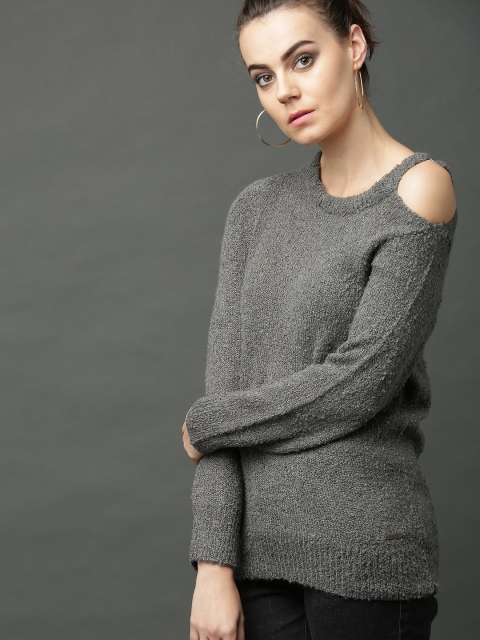 

Roadster Women Grey Solid Pullover