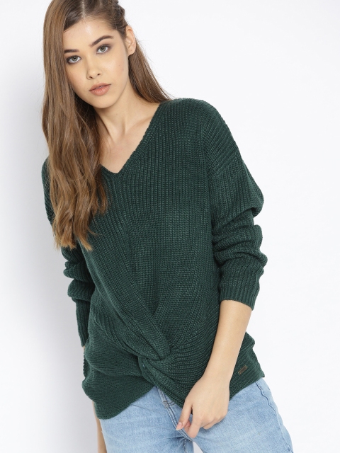 

Roadster Women Dark Green Solid Pullover