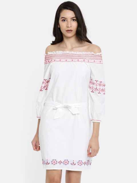

Pepe Jeans Women White Solid Bardot Dress