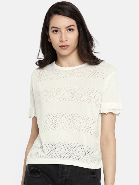 

Pepe Jeans Women White Self Design Top