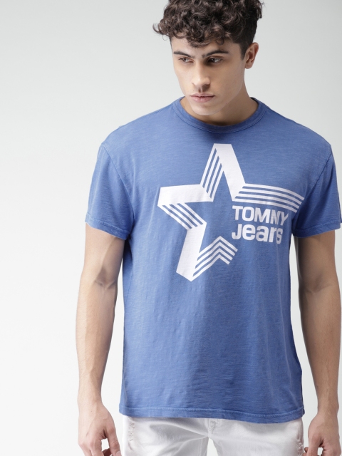 

Tommy Hilfiger Men Blue Printed Round Neck T-shirt