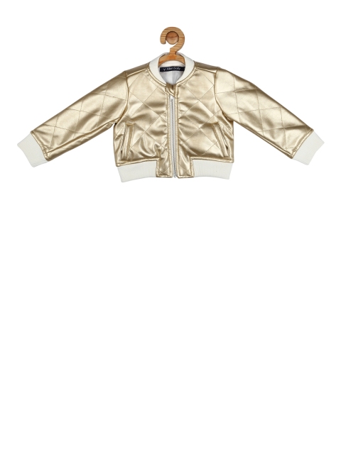 

Allen Solly Junior Girls Gold-Toned Solid Bomber Jacket