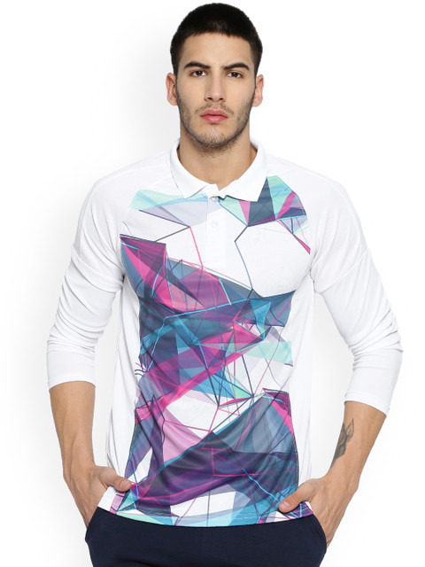 

Campus Sutra Men White Printed Polo Collar T-shirt