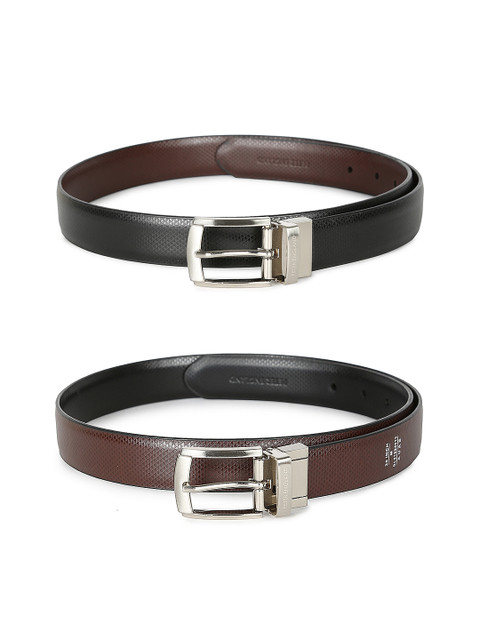 

Peter England Men Pack of 2 Black & Brown Solid Leather Belts