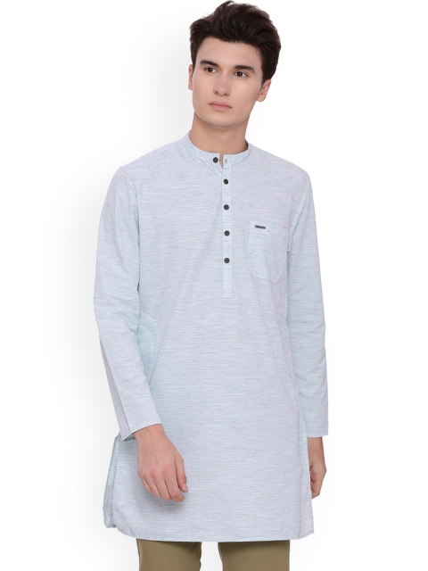 

Peter England Men Blue Woven Design Straight Kurta