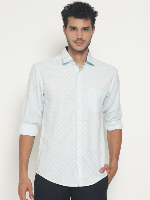 

IVOC Men White Slim Fit Printed Casual Shirt