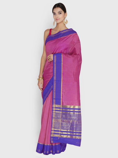 

Chhabra 555 Magenta & Blue Art Silk Solid Banarasi Saree