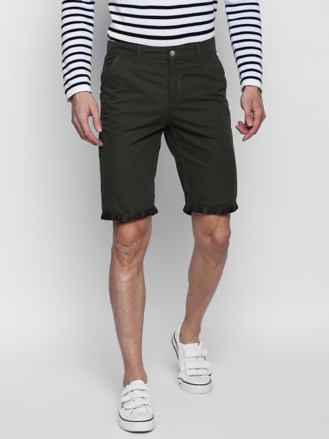 

FiTZ Men Olive Green Solid Regular Fit Chino Shorts