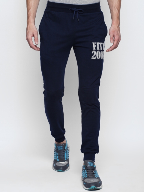 

FiTZ Men Navy Slim Fit Solid Joggers, Navy blue