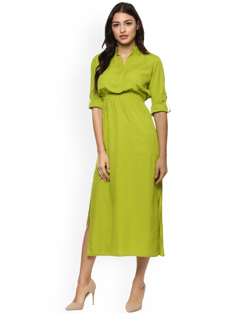 

MABISH by Sonal Jain Women Lime Green Solid Midi Dress