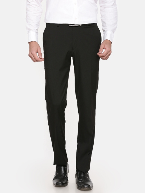

Theme Men Black Tapered Fit Solid Formal Trousers