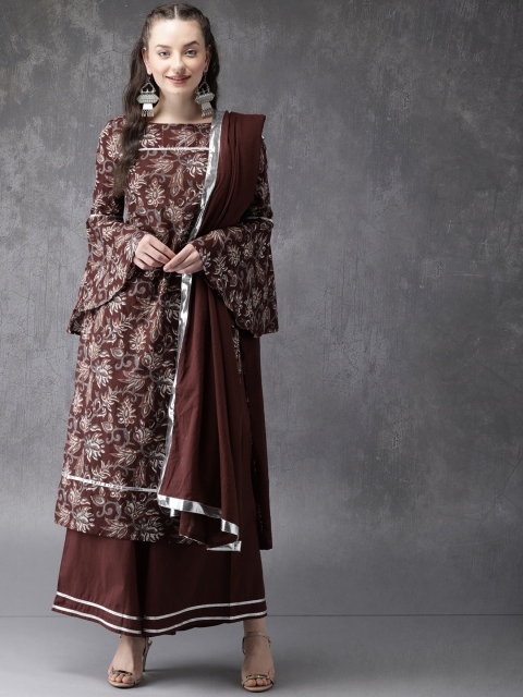 

Anouk Women Brown & White Printed Kurta with Palazzos & Dupatta