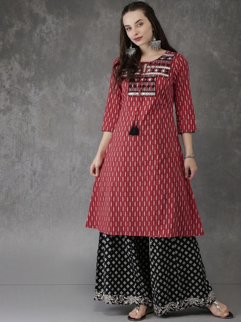 

Anouk Women Red & White Printed A-Line Kurta