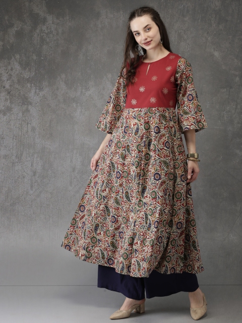 

Anouk Women Maroon Printed A-Line Kurta