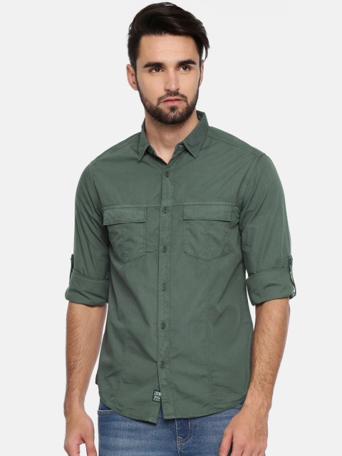 

SPYKAR Men Teal Slim Fit Solid Casual Shirt