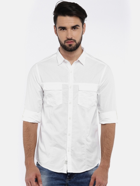 

SPYKAR Men White Slim Fit Solid Casual Shirt