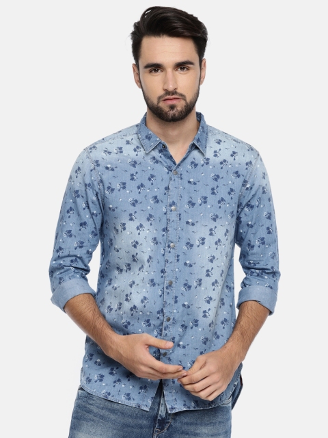 

SPYKAR Men Blue Regular Fit Printed Denim Casual Shirt