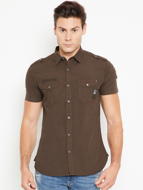 

SPYKAR Men Brown Regular Fit Solid Casual Shirt