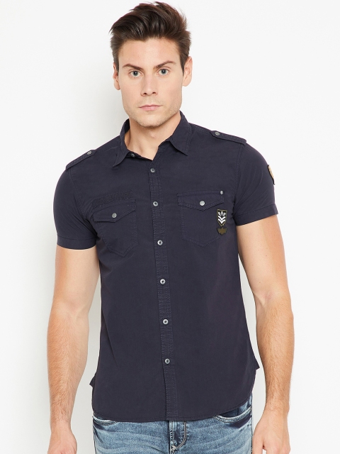 

SPYKAR Men Navy Blue Regular Fit Solid Casual Shirt