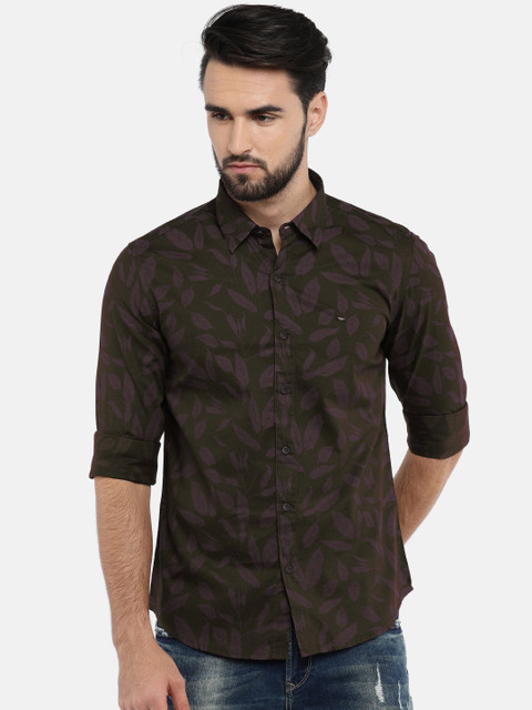 

SPYKAR Men Burgundy & Purple Slim Fit Printed Casual Shirt