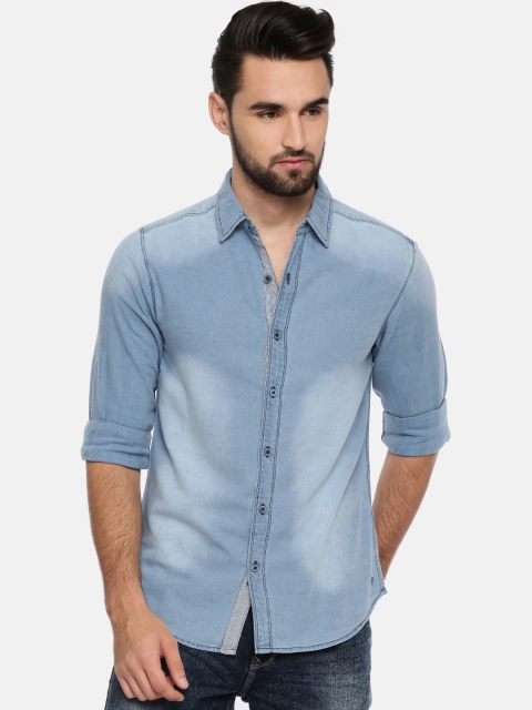 

SPYKAR Men Blue Slim Fit Faded Denim Casual Shirt