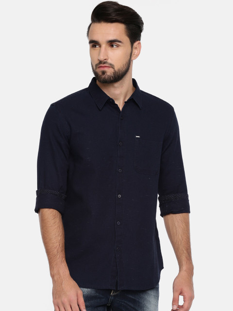 

SPYKAR Men Navy Blue Slim Fit Solid Casual Shirt